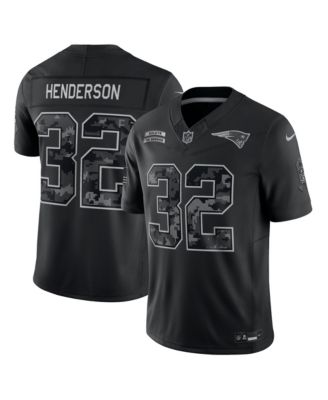 Мужская ограниченная серия игровой футболки Nike TreVeyon Henderson Black New England Patriots 2026 Salute to Service