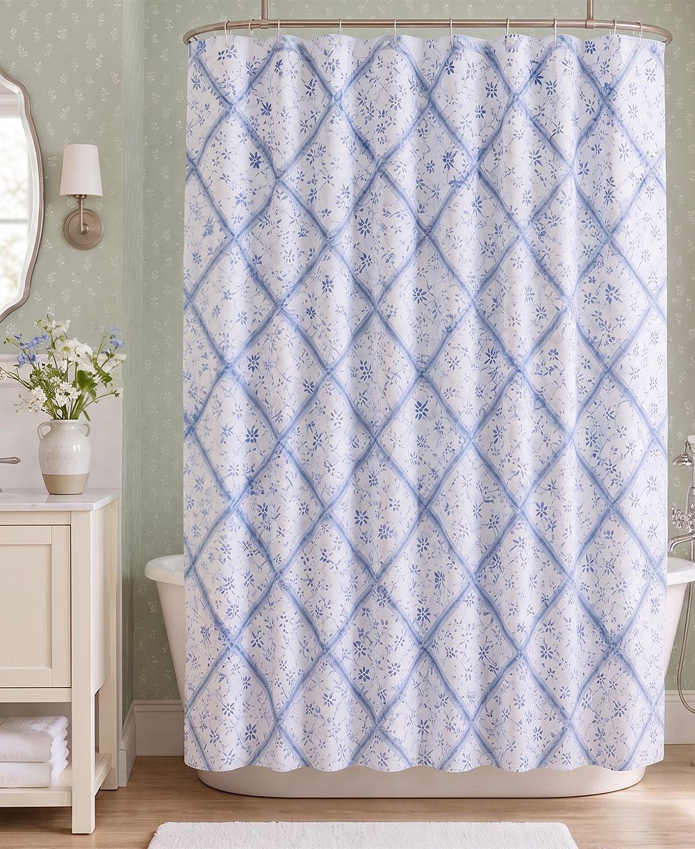 Laura Ashley Garden Muse цветочная стеганая штора для душа, 72" x 72"