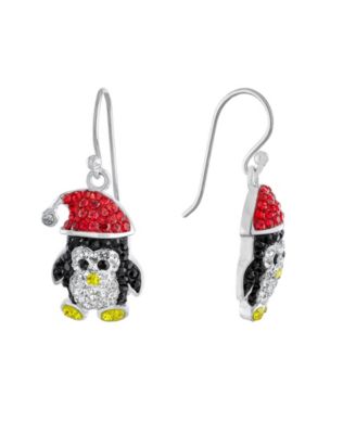 Macy's Crystal Silver-Tone Penguin Dangle Earrings