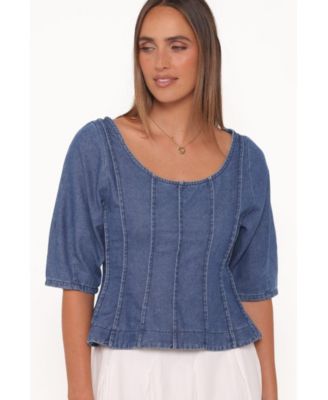 Petal and Pup Women's Saylor Denim Peplum Scoop Neck Top