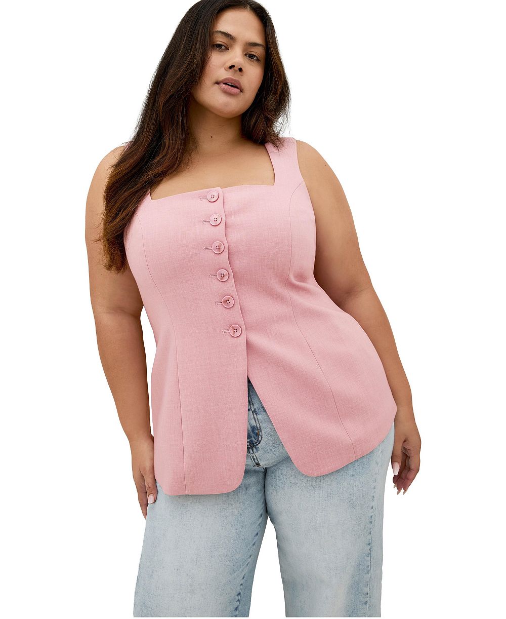 CITY CHIC Plus Size Imogen Square Neckline Tailored Close Fit Vest