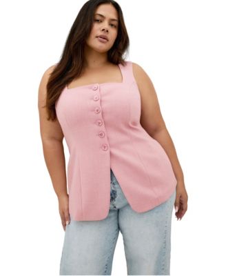 CITY CHIC Plus Size Imogen Square Neckline Tailored Close Fit Vest