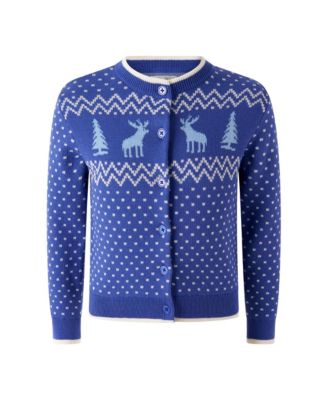 Rachel Riley Girls' 2T-10 Chalet Intarsia Fair Isle Cardigan