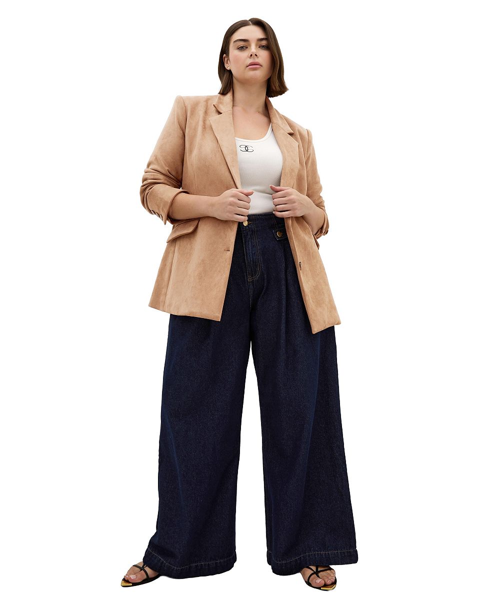 CITY CHIC Plus Size Sara Faux Suede Hip-Length Blazer