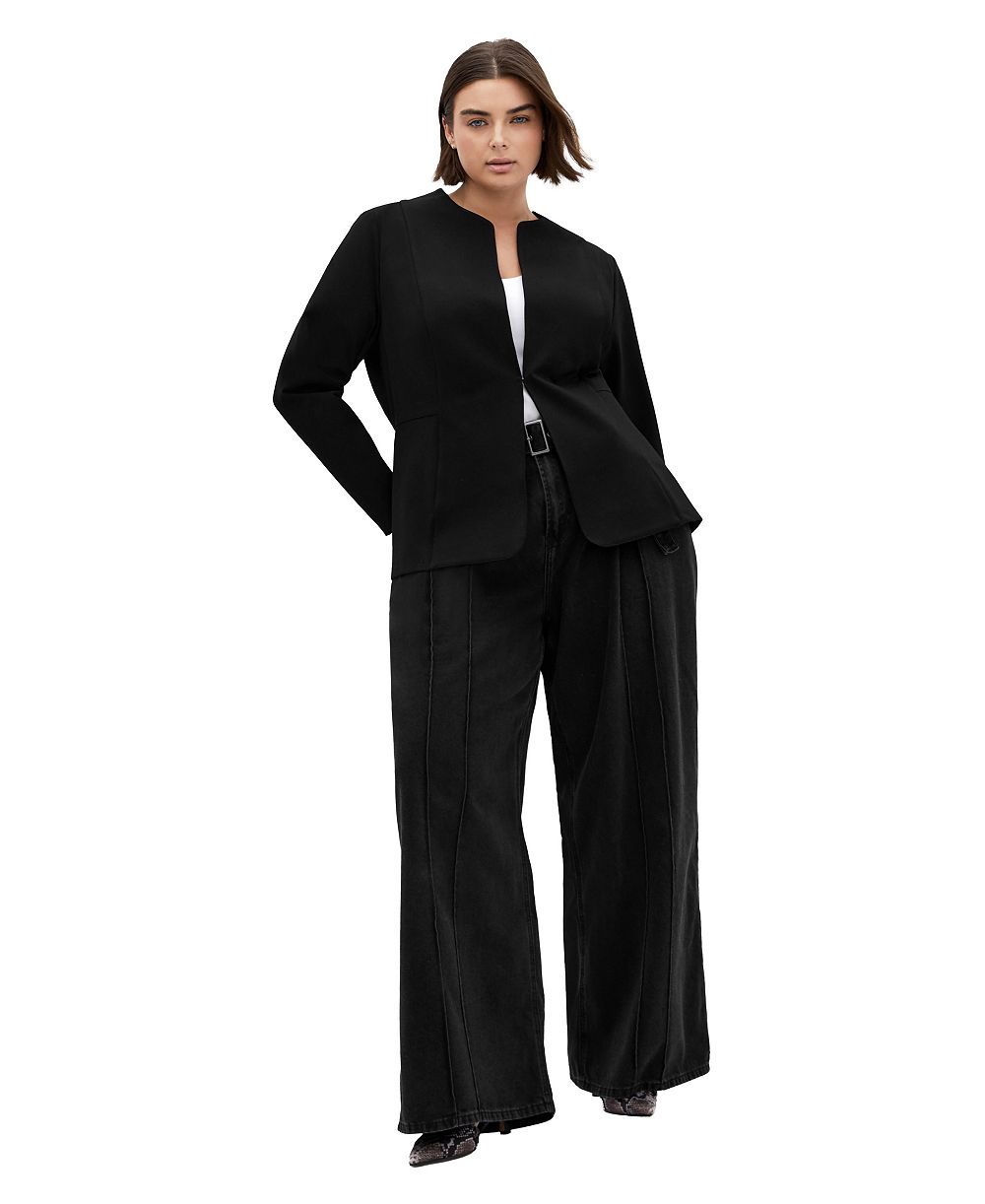 CITY CHIC Plus Size Peyton Collarless Stretch-Ponte Jacket