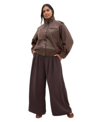 CITY CHIC Plus Size Jorja Faux Suede Relaxed-Fit Bomber Jacket