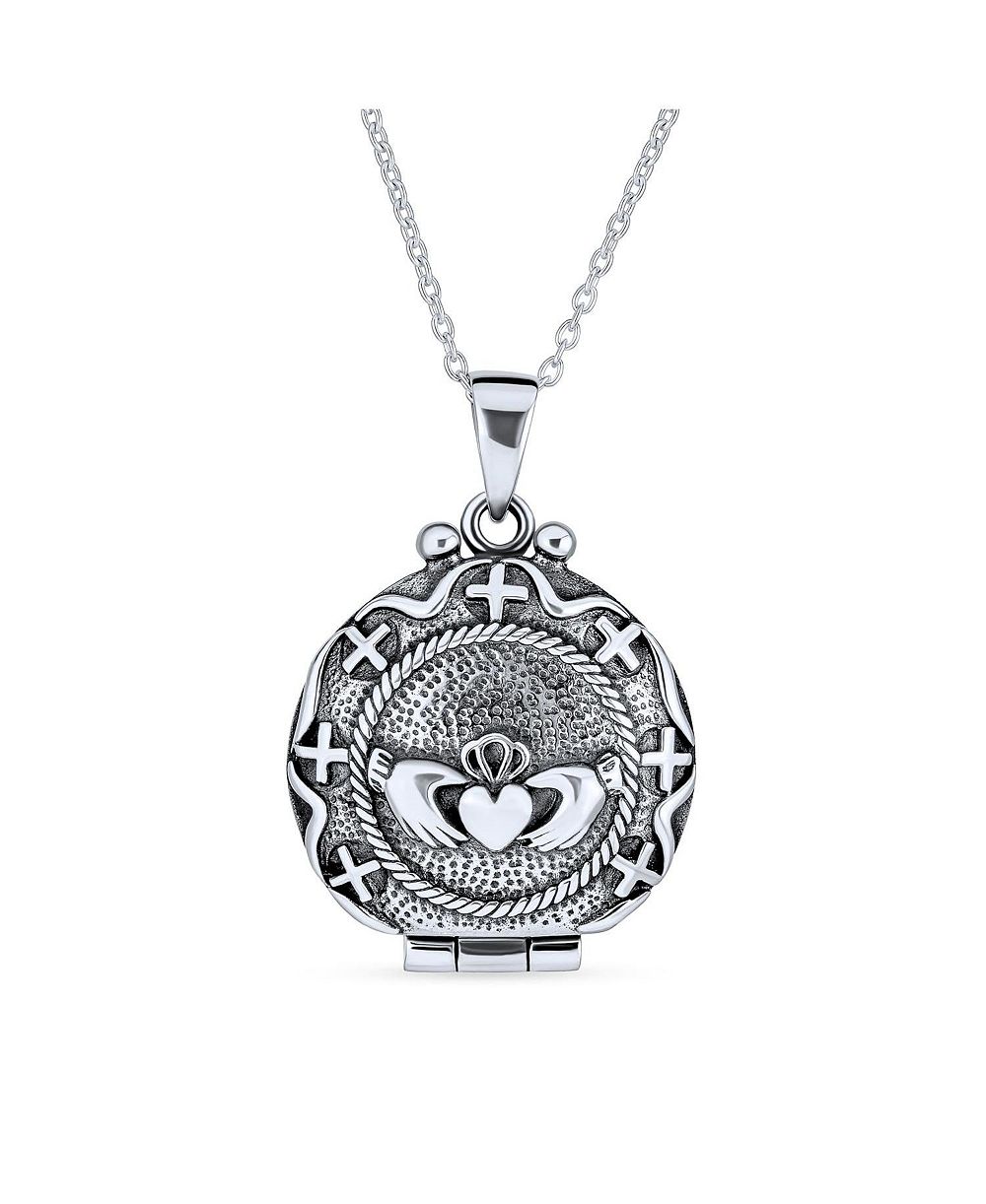 Серебряное ожерелье-кулон Bling Jewelry Claddagh с оксидированием