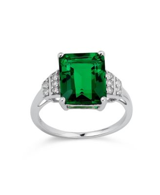 Bling Jewelry Art Deco Emerald Cocktail Statement Ring (3 ct. t.w.) in Sterling Silver
