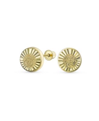 Bling Jewelry 5MM Starburst Dome Stud Earrings in 10K Yellow Gold