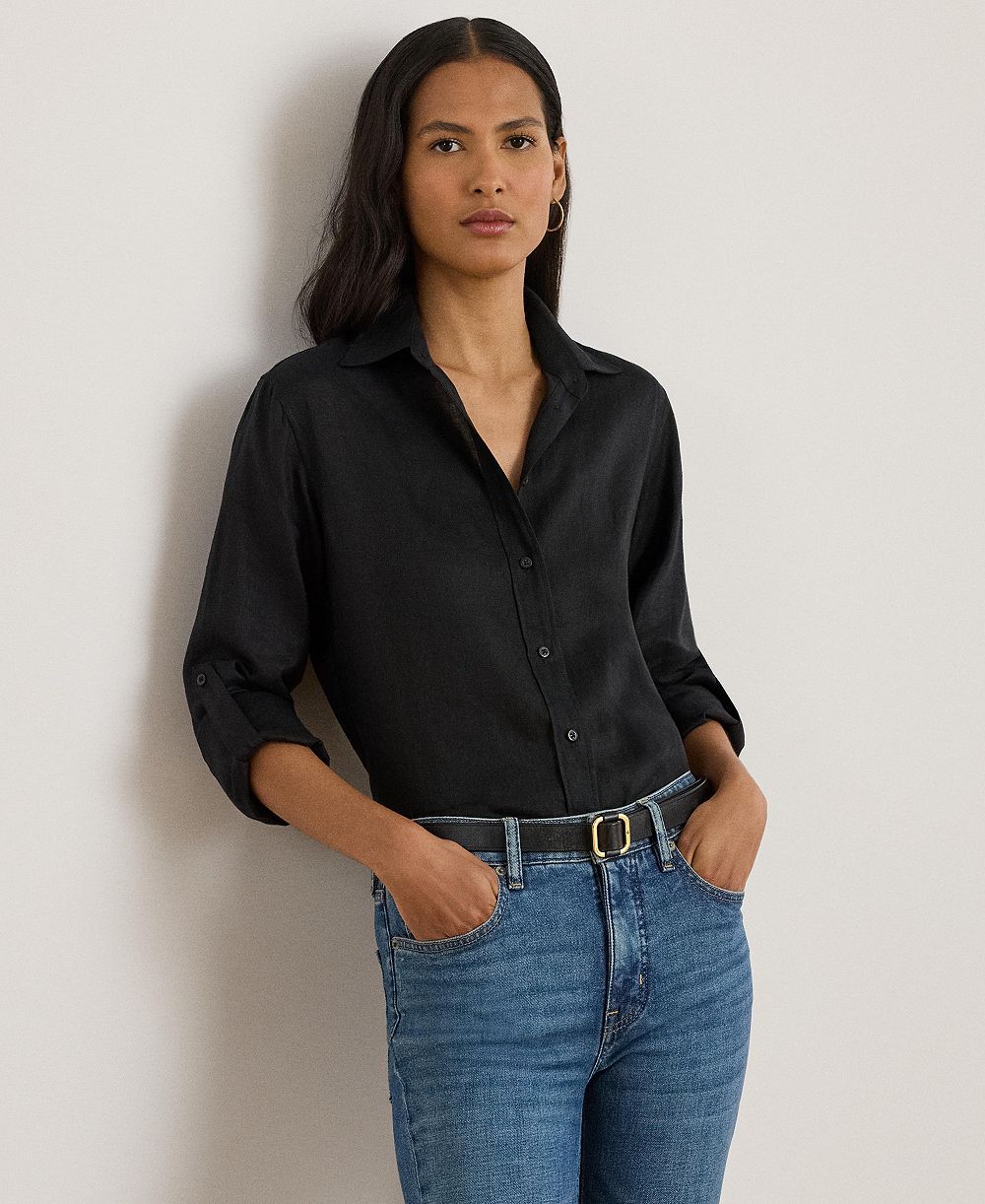 Lauren Ralph Lauren женские Point воротник кнопка Placket рубашка