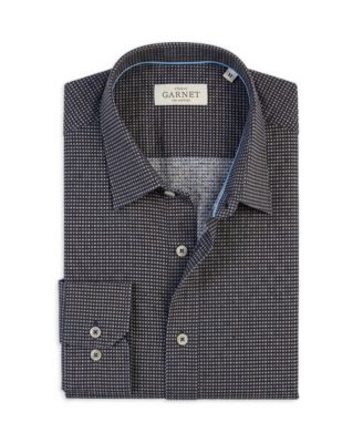 Garnet Men's Slim-Fit Cotton Print Dress Shirt