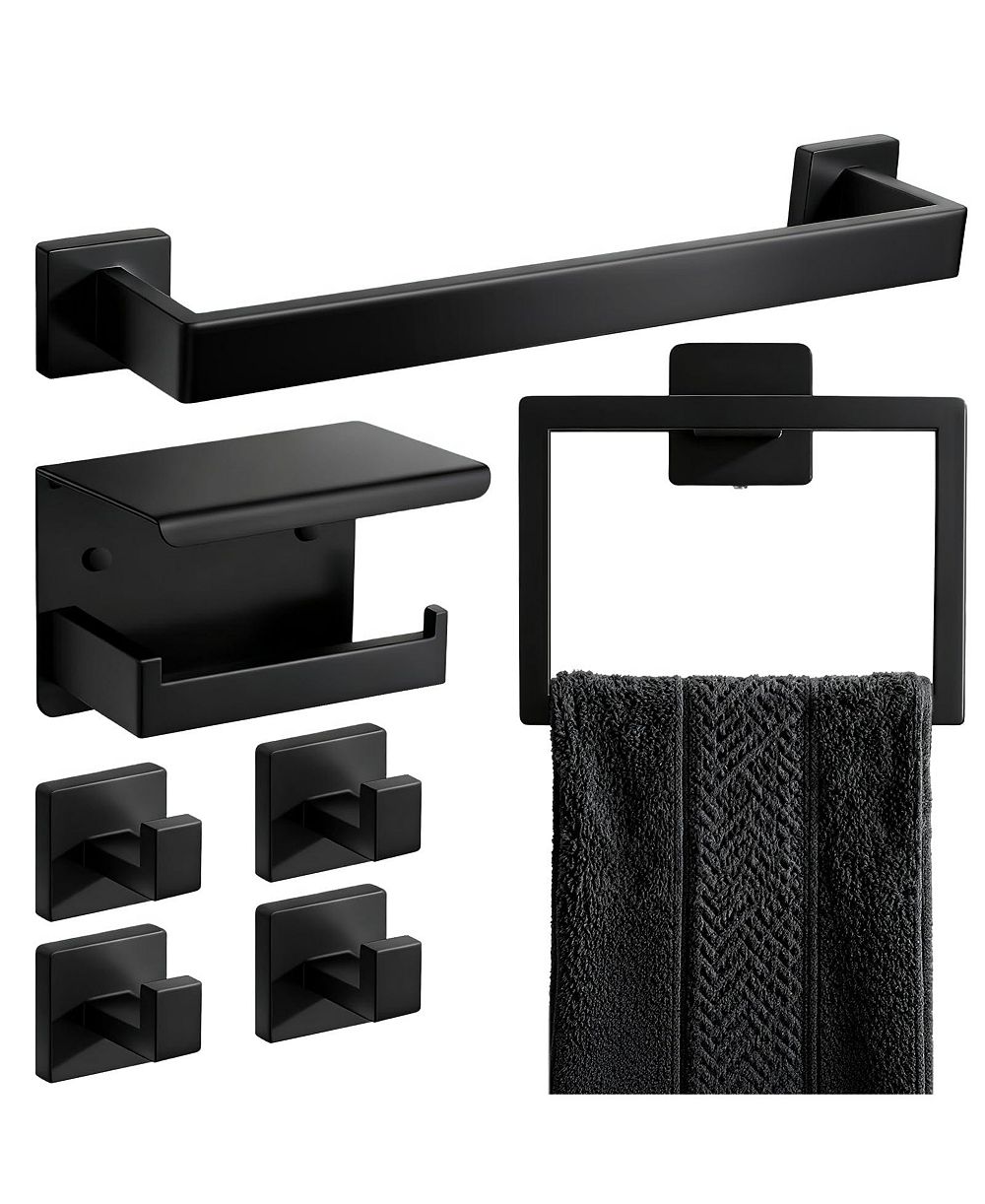 CYQBD 7 Piece 16" Bathroom Hardware Set Towel Bar Ring Toilet Paper Holder Hooks