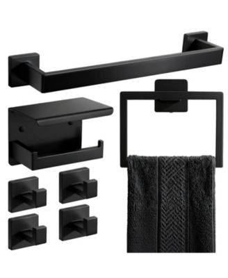 CYQBD 7 Piece 16" Bathroom Hardware Set Towel Bar Ring Toilet Paper Holder Hooks
