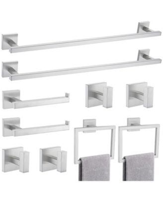 CYQBD 10 Pieces 23.6" Bathroom Hardware Set Stainless Steel Towel Bar Toilet Paper Holder Hooks Wall Mounted