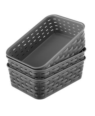 XDOVET 3 Pack Small Plastic Baskets for Organizing Pantry Bedroom Kitchen