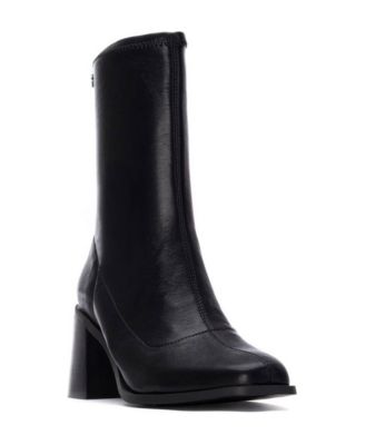 XTI Women's Block-Heel Almond-Toe Zipper Ankle Booties