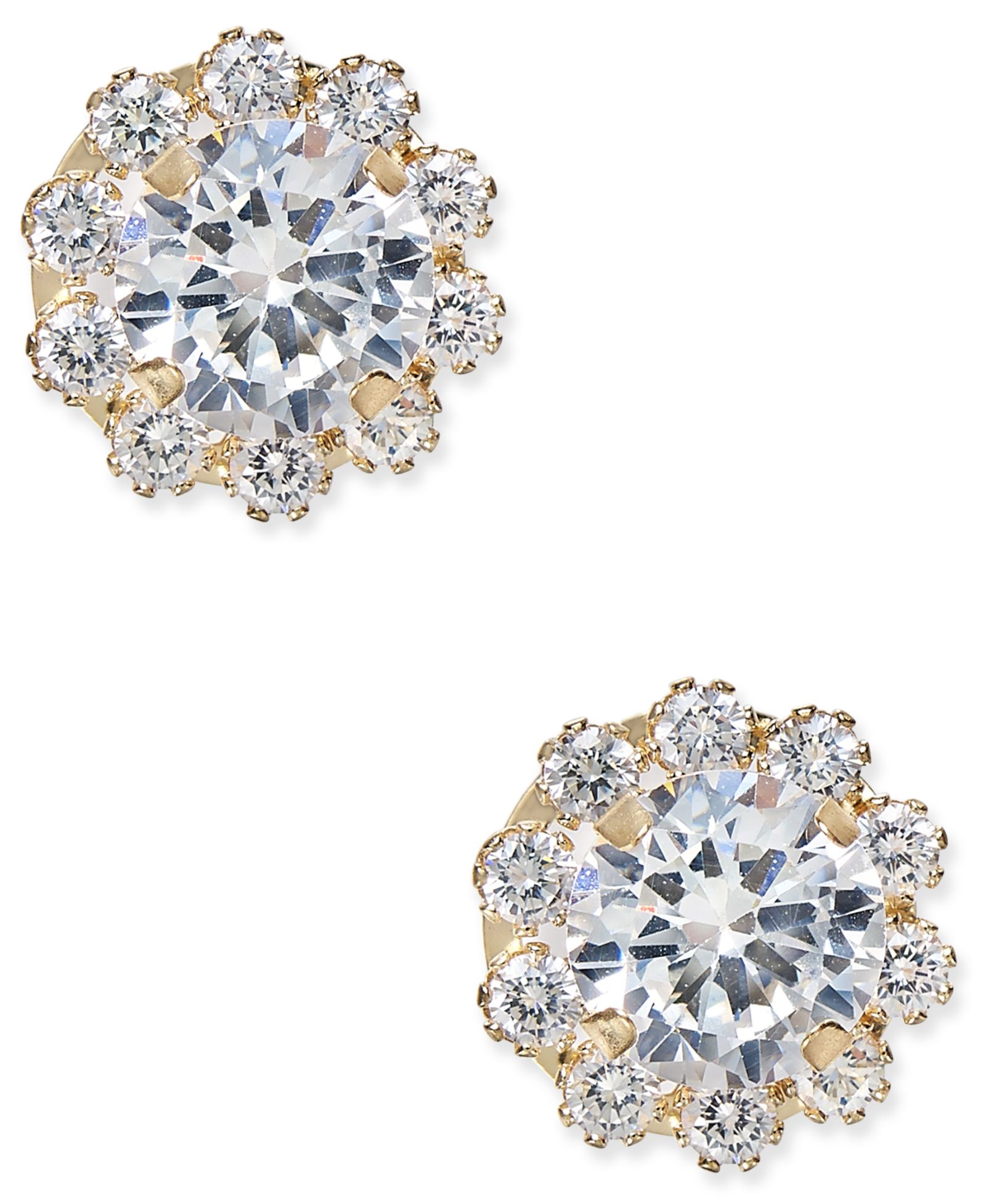 Серьги-гвоздики Cubic Zirconia Halo 10k Gold