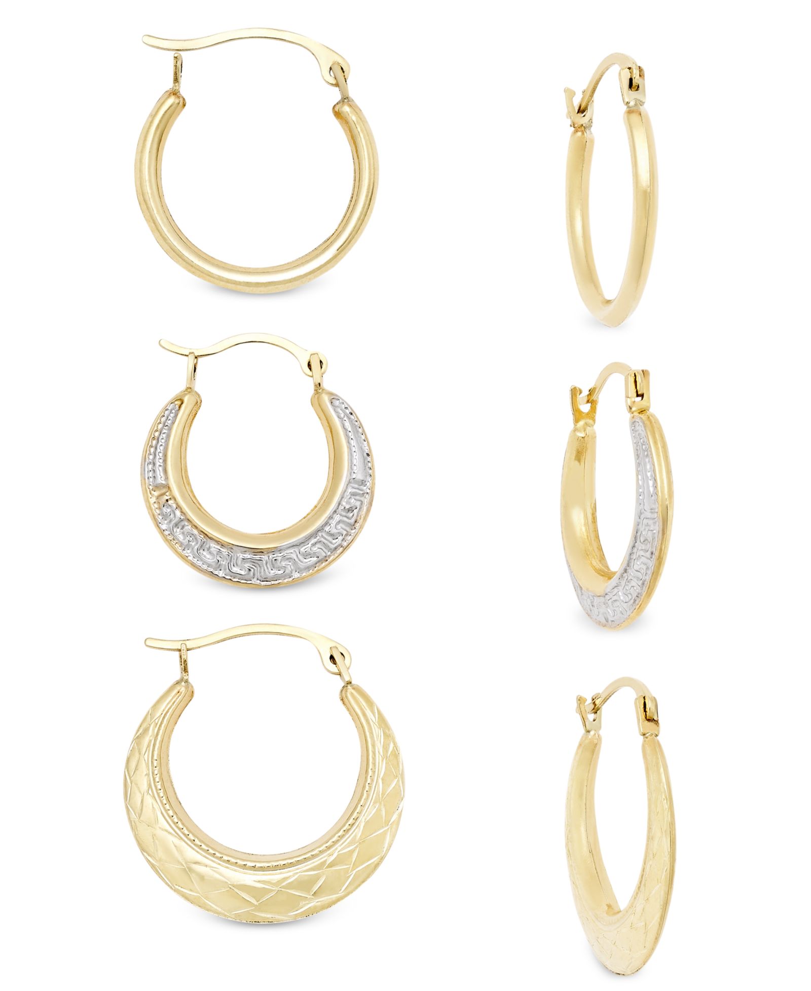 Набор сережек-колец Small Hoop 3 шт, 10k Gold