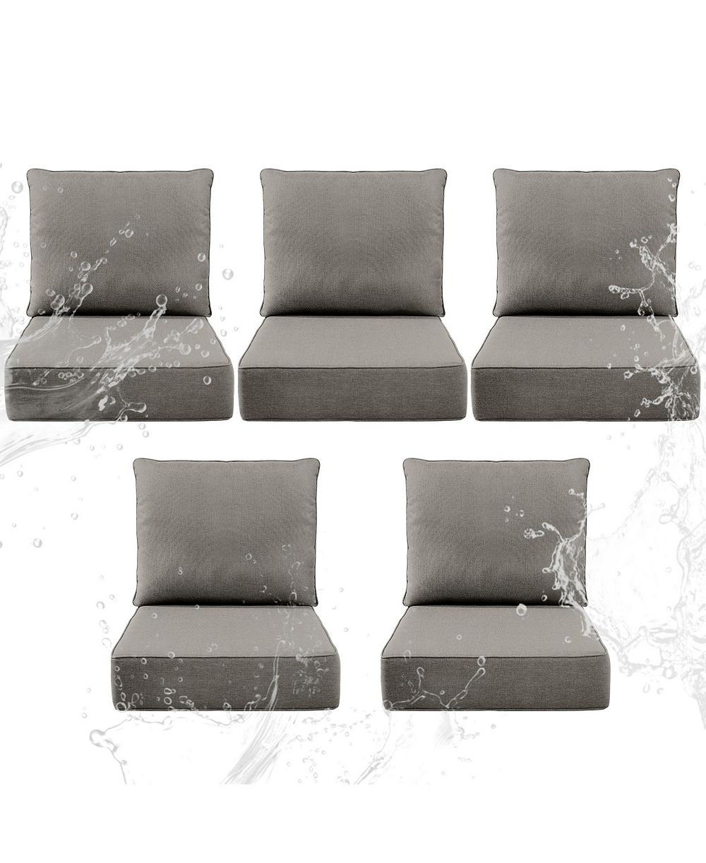 Pocassy 6" Thick 24 x 24 in Outdoor Chair Cushions Set, Waterproof Fade-Resistant Deep Seat Cushions, Seat and Backrest