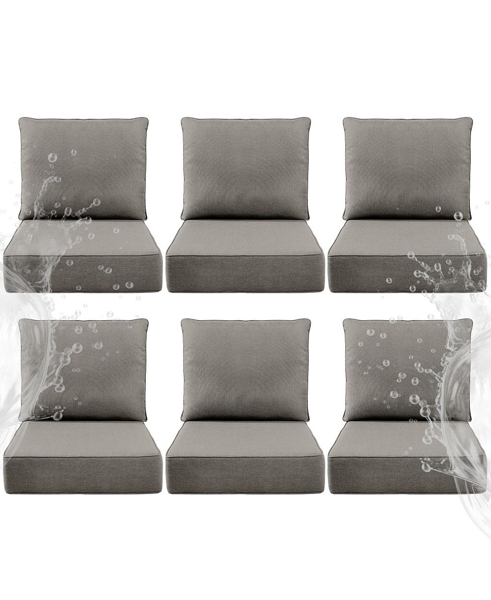 Pocassy 6" Thick 24 x 24 in Outdoor Chair Cushions Set, Waterproof Fade-Resistant Deep Seat Cushions, Seat and Backrest