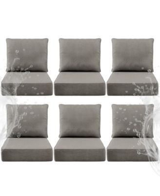 Pocassy 6" Thick 24 x 24 in Outdoor Chair Cushions Set, Waterproof Fade-Resistant Deep Seat Cushions, Seat and Backrest