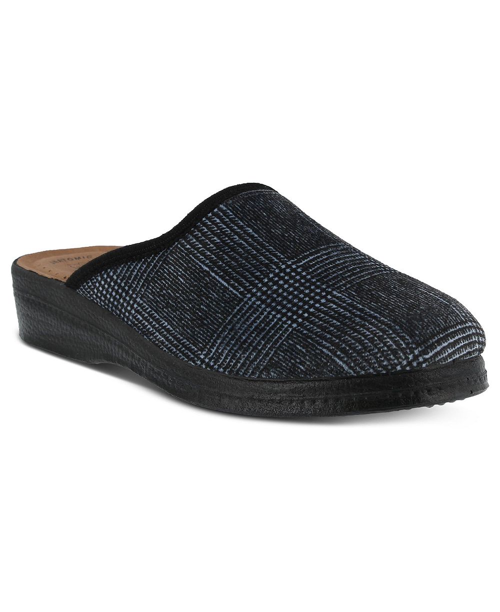 Spring Step Men's Linizio Plaid Round Toe Leather-Padded Slippers