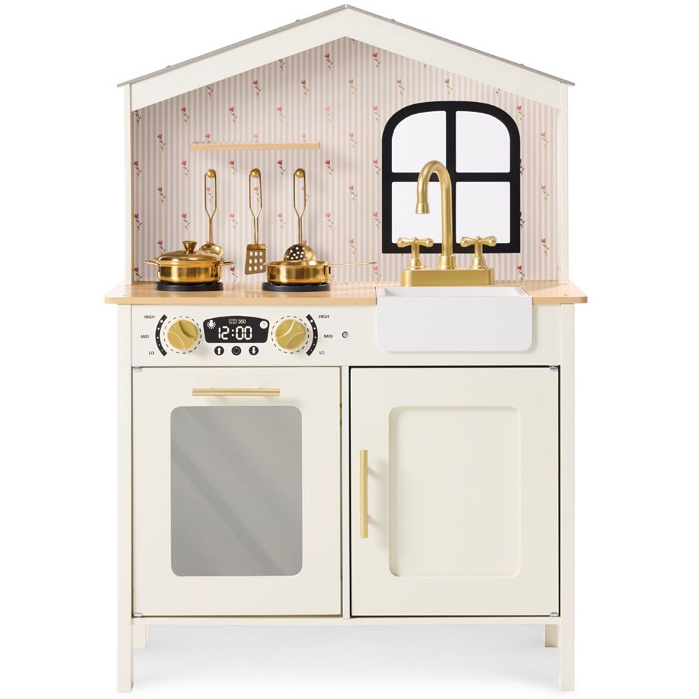 Best Choice Products деревянная игровая кухня в фермерском стиле с хранением и нажимающимися ручками, возраст 3+