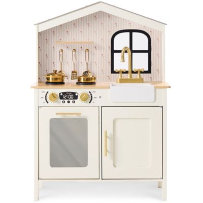 Best Choice Products деревянная игровая кухня в фермерском стиле с хранением и нажимающимися ручками, возраст 3+