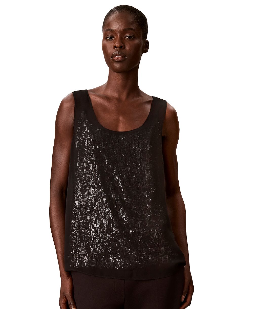 Calvin Klein Women's Double Layer Scoop N Sequin Tank Top