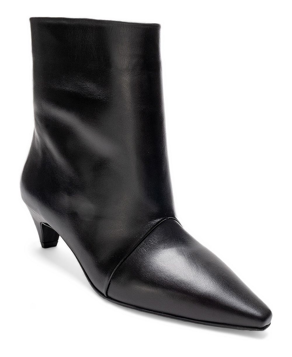 Forever & Always Shoes Amara Leather Kitten-Heel Pointed-Toe Ankle Boots