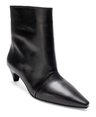 Forever & Always Shoes Amara Leather Kitten-Heel Pointed-Toe Ankle Boots