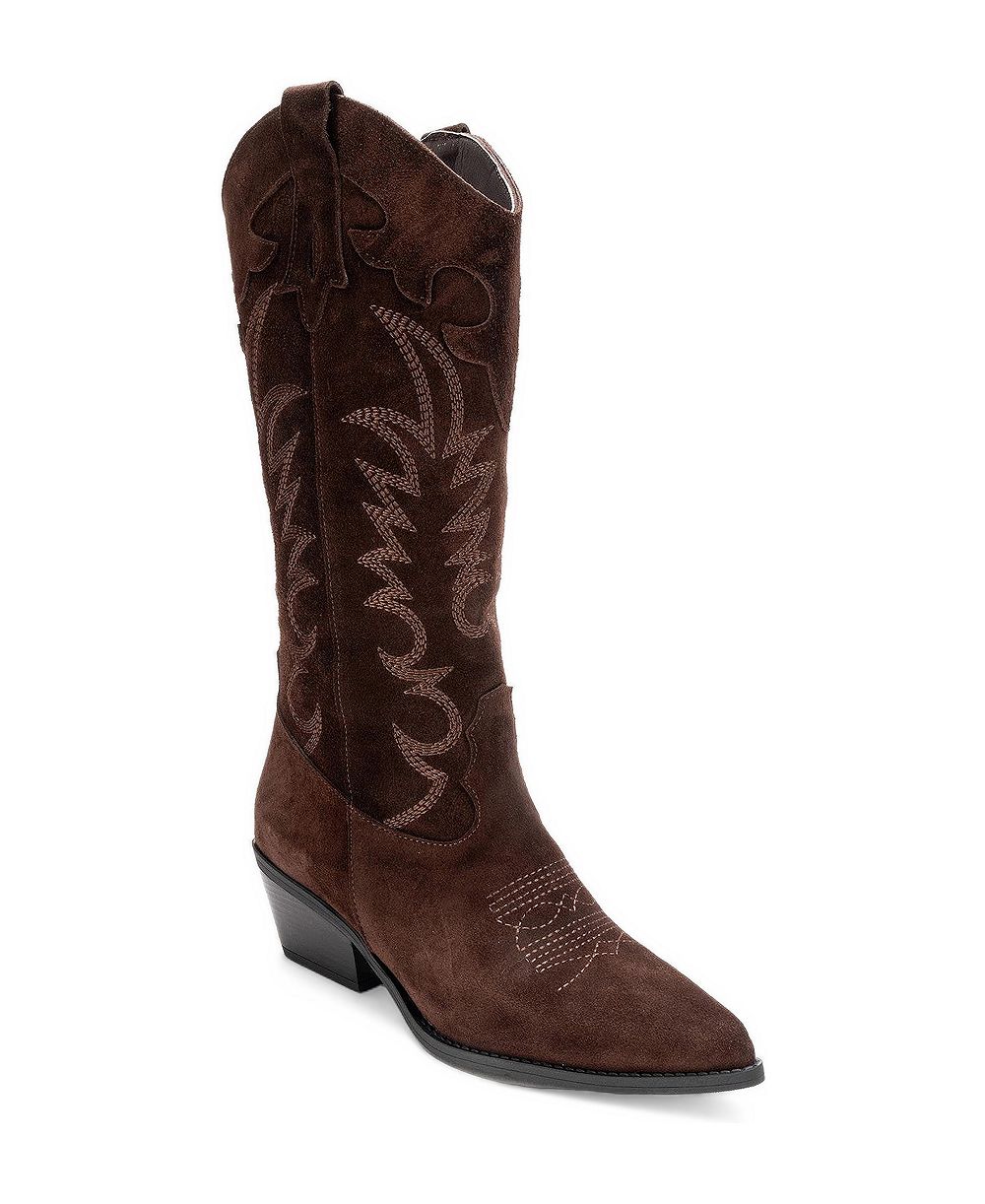 Forever & Always Shoes Matias Leather Western Block-Heel Boots