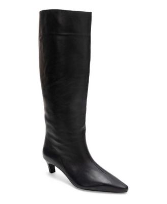 Женские кожаные сапоги Forever & Always Shoes Corvel с острым носком и низким каблуком, до колена
