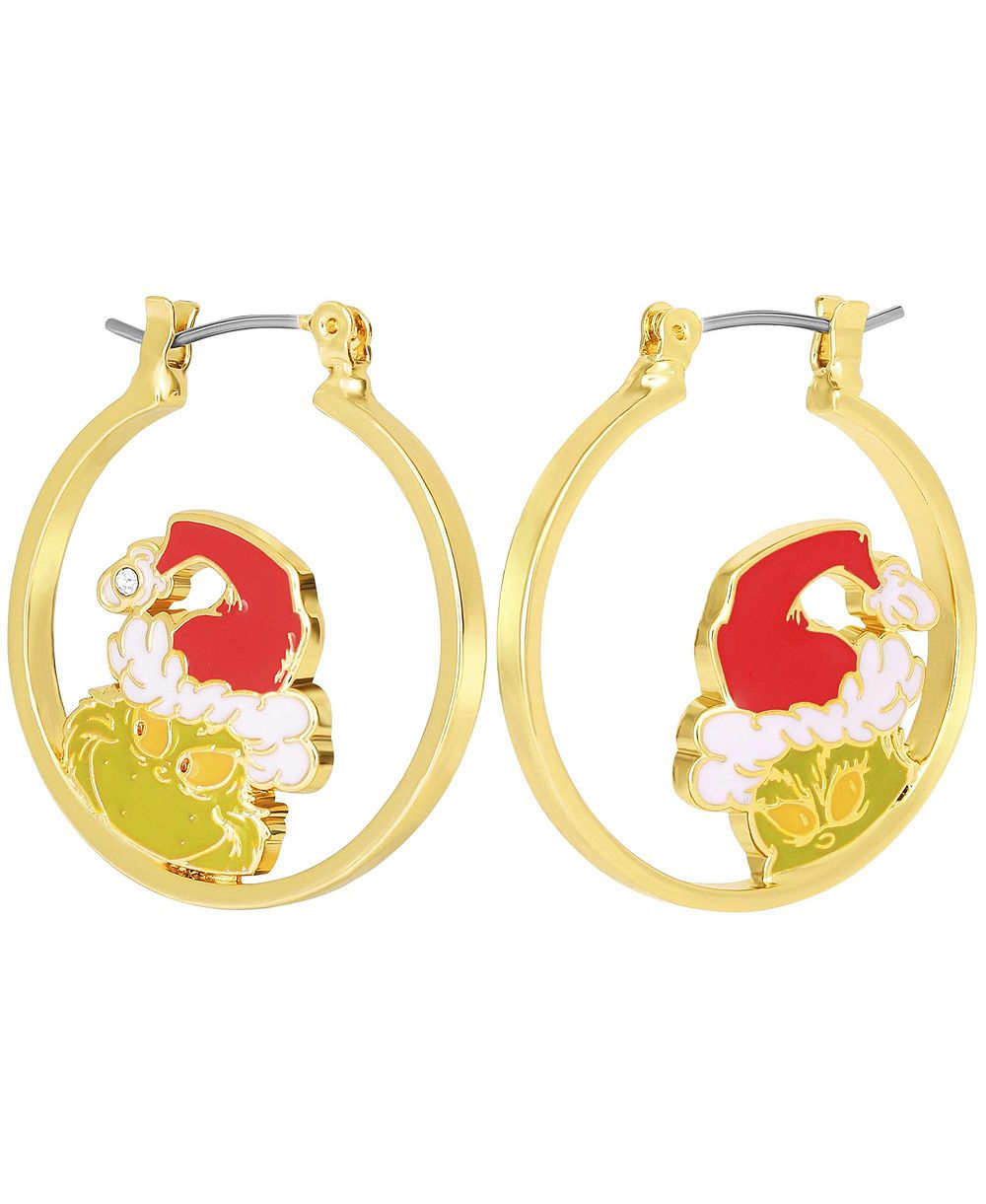 Dr. Seuss серьги-кольца The Grinch с хрусталем, золотистый тон, разные