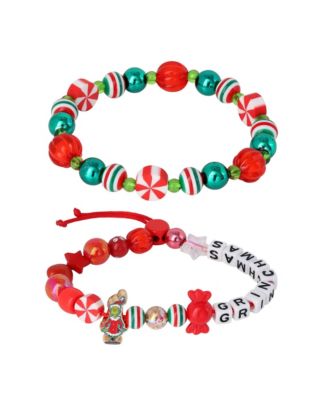 Dr. Seuss Girls The Grinch Officially Licensed Adjustable Cord and Stretch Bracelet, 2-Piece Set