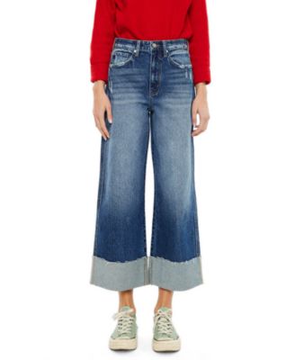 KanCan Women's Lynn High-Waisted Cropped Wide-Leg Jeans