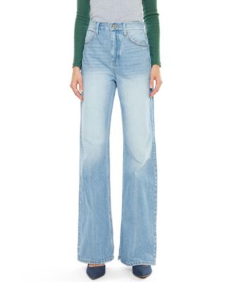 KanCan Women's Janna High-Rise Light-Wash Wide-Leg Jeans