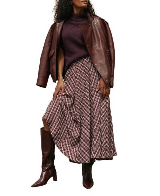 Mint Velvet Women's Checked Midi Skirt