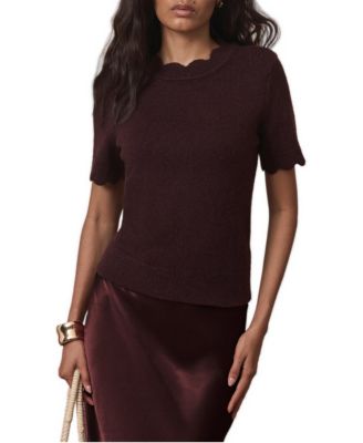 Женский трикотажный топ Mint Velvet с коротким рукавом и волнистым краем