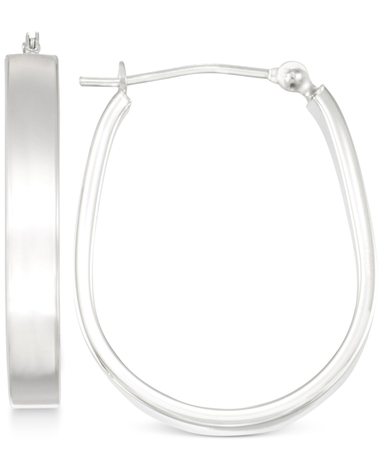 Серьги-кольца Polished Pear-Shape Hoop Earrings in 10k White Gold