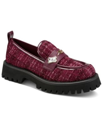 KARL LAGERFELD PARIS Women's Greenly Embellished Lug Sole Block Heel Loafers