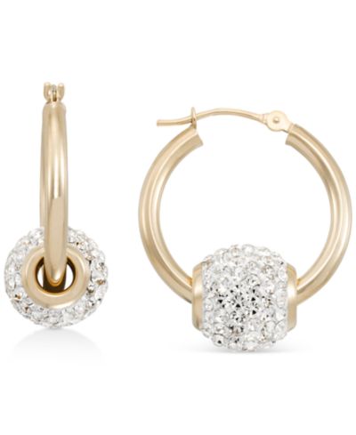 Кристальные серьги-кольца Crystal Fireball в 10k Gold