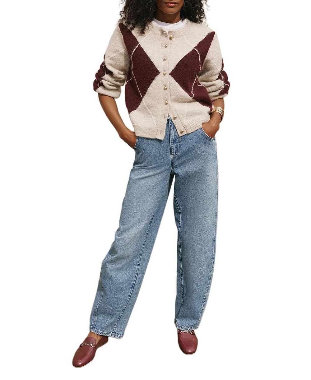 Mint Velvet Women's Wool Blend Argyle Cardigan