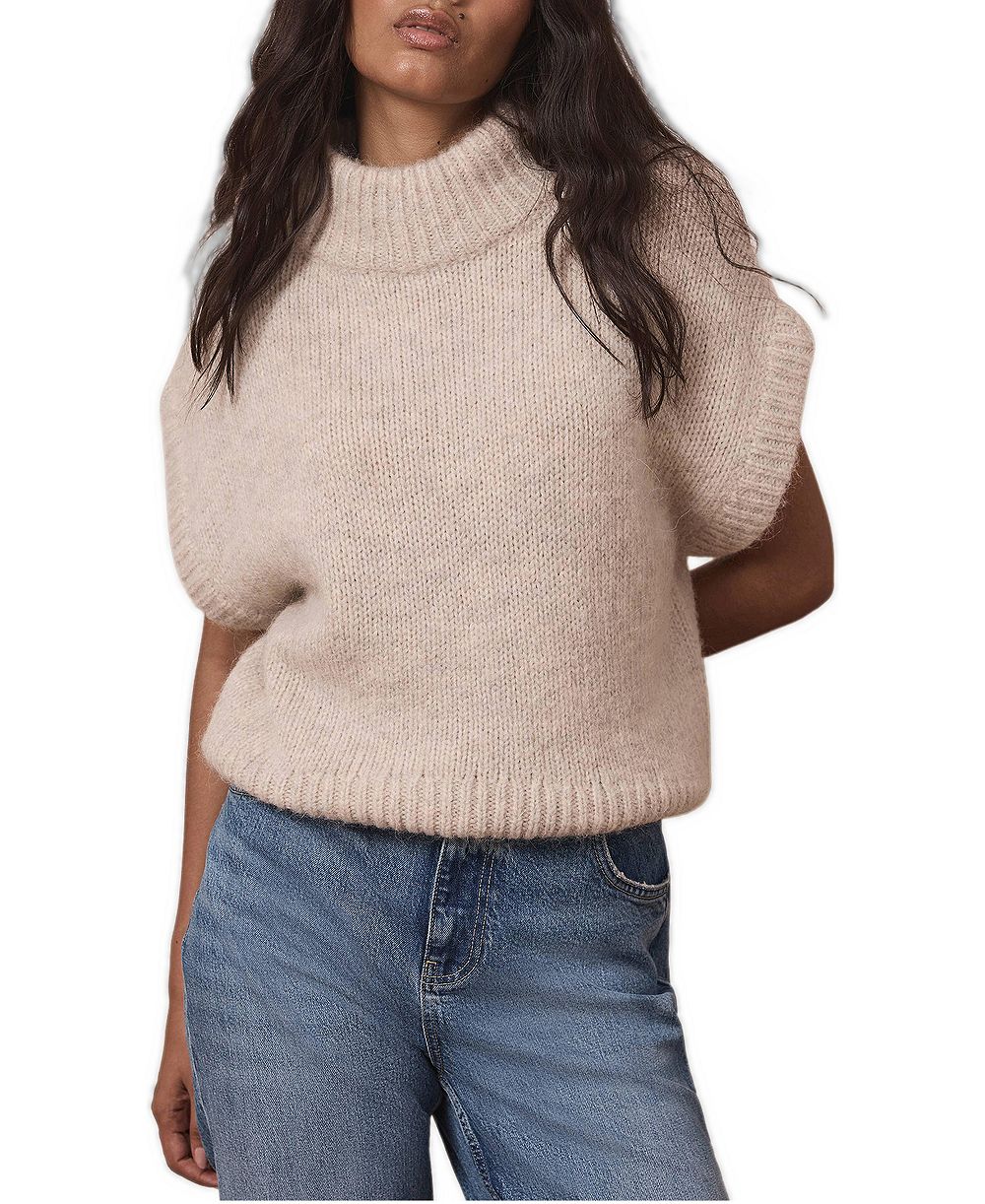 Mint Velvet Women's Wool Blend High Neck Ribbed Knit Top