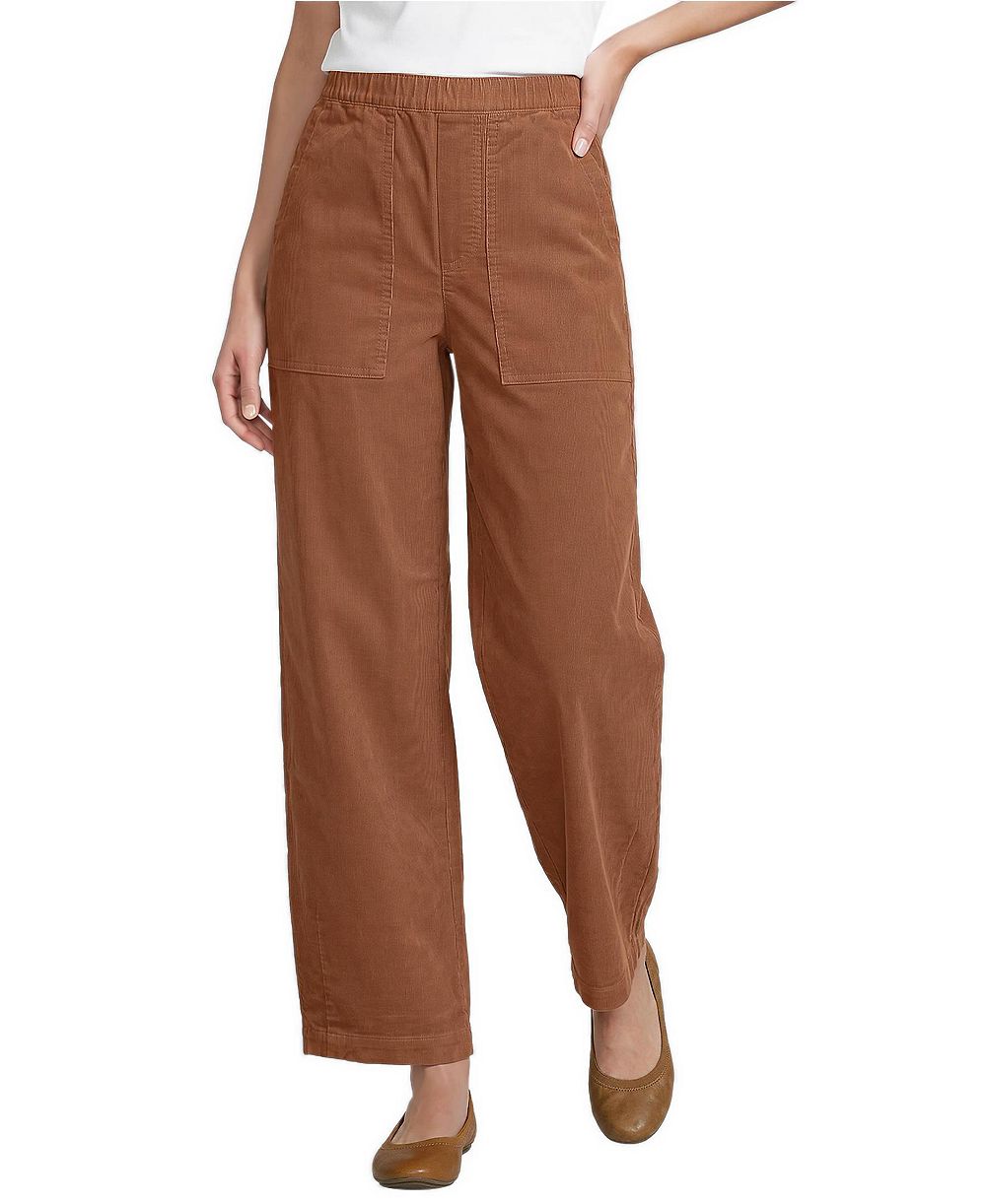 Lands' End Women's Corduroy High Rise Pull On Utility Barrel Leg Pants