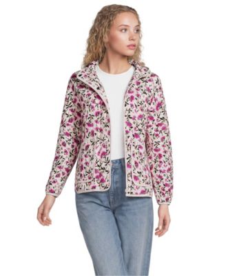 Lands' End Women's RainDefense Knit Quilted Hooded Full Zip Jacket