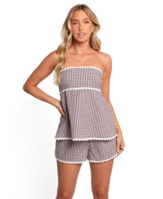 Petal and Pup Women's Kyle Gingham High-Waisted Top and Shorts, 2-Piece Set
