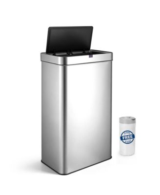 Mega Casa 18-Gallon Motion Sensor Trash Can with 26 Trash Bags, Rectangular Waste Sorting Bin with Dual Split Rings