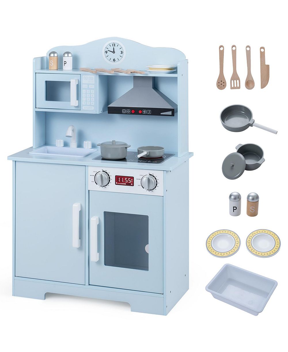 Costway светящаяся вытяжка для деревянной игровой кухни, 9 предметов, возраст 3+
