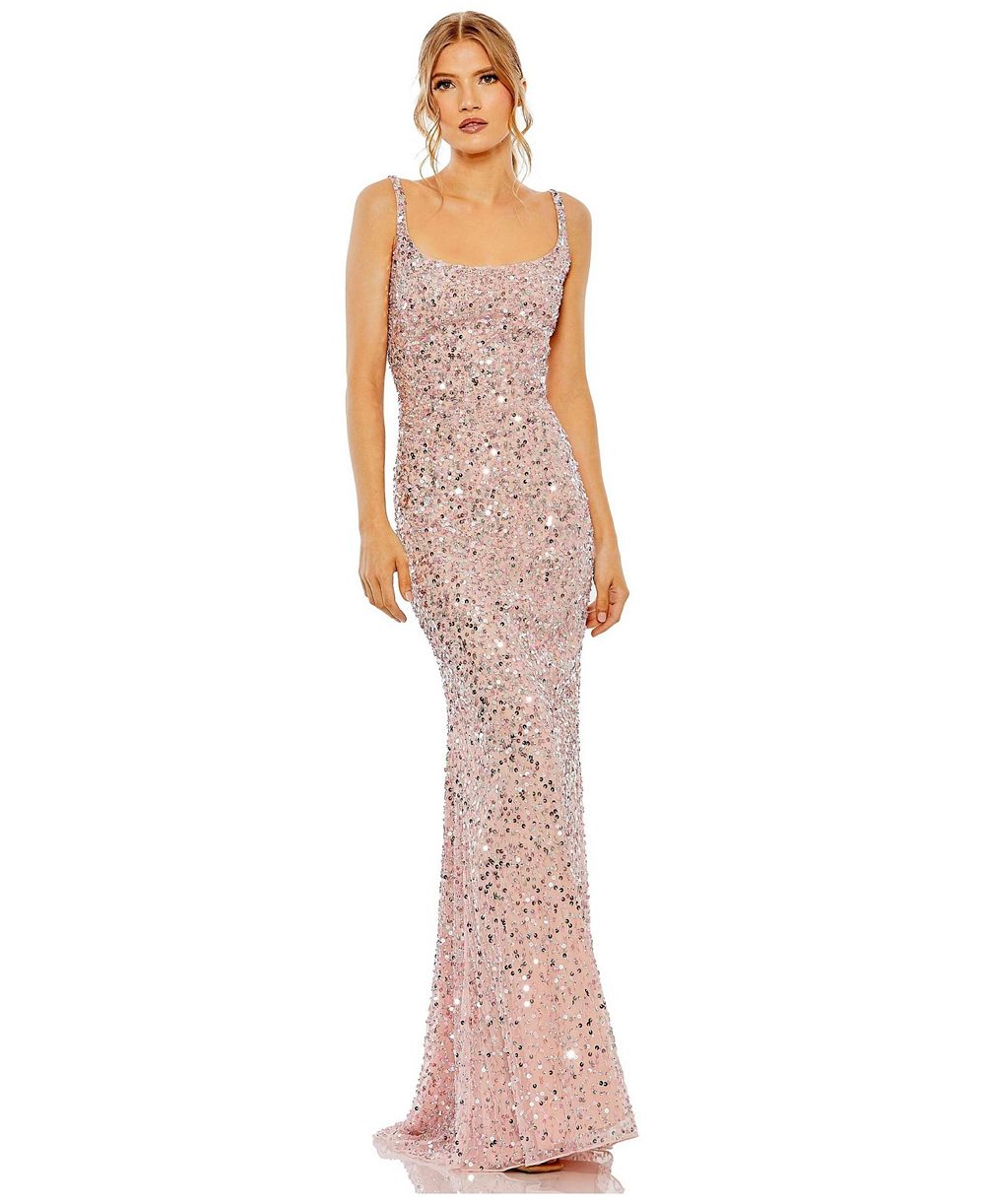 Mac Duggal женское вечернее платье-слип с низкой спинкой и пайетками